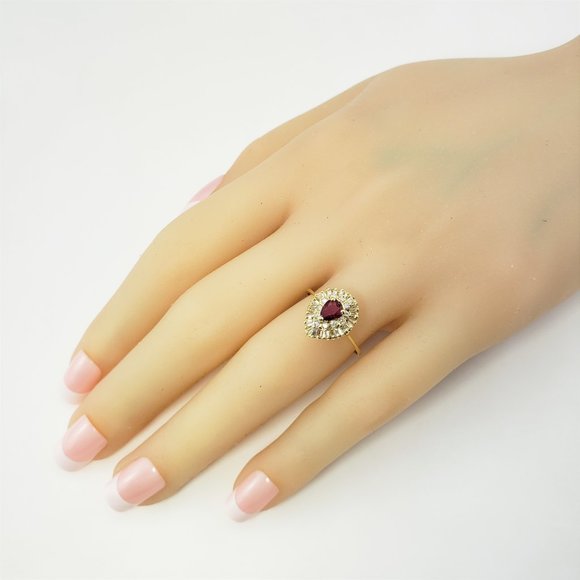 Vintage 14 Karat Yellow Gold Ruby and Diamond Ring Size 7 GAI Certified #10145 - Picture 6 of 8